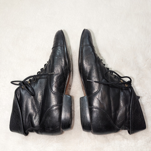 Maine Woods Black Leather Witchy Granny Leather Fold Over Booties 8 VTG - Picture 3 of 8